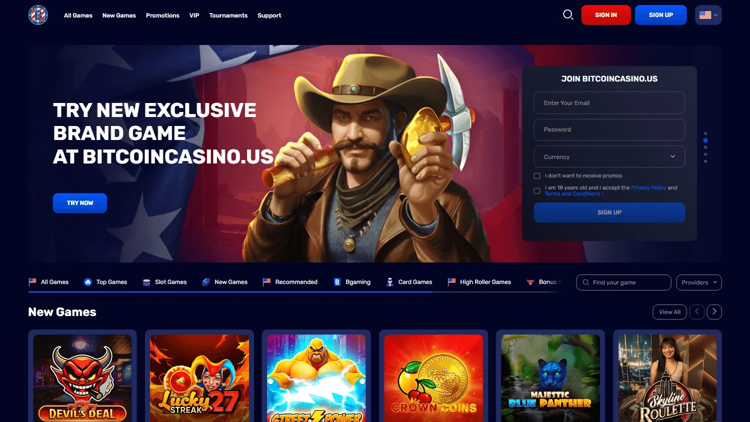 7 Bit Casino home page on desktop